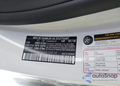 2019 Mercedes-Benz E 300 from USA, damaged, VIN WDDZF4JB3KA515414
